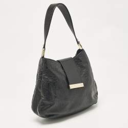 Pre Owned Gucci Black Guccissima Leather Medium New Ladies Web Hobo