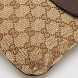 Pre Owned Gucci Dark Brown/Beige GG Canvas and Leather Messenger Bag