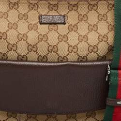 Pre Owned Gucci Dark Brown/Beige GG Canvas and Leather Messenger Bag