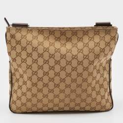 Pre Owned Gucci Dark Brown/Beige GG Canvas and Leather Messenger Bag