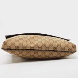 Pre Owned Gucci Dark Brown/Beige GG Canvas and Leather Messenger Bag