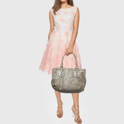 Pre Owned Gucci Grey Guccissima Leather Medium Scarlett Stud Interlocking Hobo