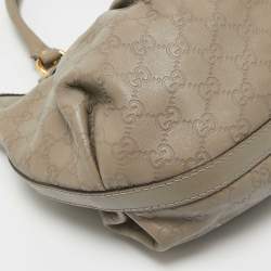 Pre Owned Gucci Grey Guccissima Leather Medium Scarlett Stud Interlocking Hobo