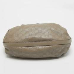 Pre Owned Gucci Grey Guccissima Leather Medium Scarlett Stud Interlocking Hobo