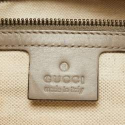 Pre Owned Gucci Grey Guccissima Leather Medium Scarlett Stud Interlocking Hobo