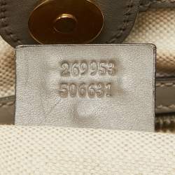 Pre Owned Gucci Grey Guccissima Leather Medium Scarlett Stud Interlocking Hobo