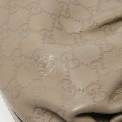 Pre Owned Gucci Grey Guccissima Leather Medium Scarlett Stud Interlocking Hobo