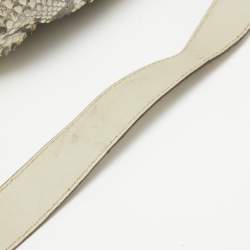 Pre Owned Gucci Beige Python Pop Bamboo Satchel