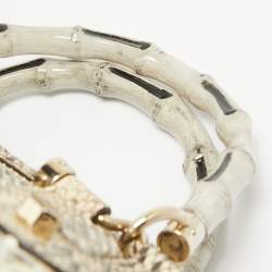 Pre Owned Gucci Beige Python Pop Bamboo Satchel