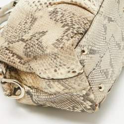 Pre Owned Gucci Beige Python Pop Bamboo Satchel
