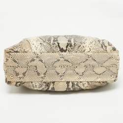 Pre Owned Gucci Beige Python Pop Bamboo Satchel