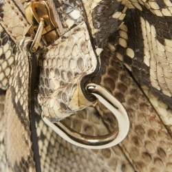 Pre Owned Gucci Beige Python Pop Bamboo Satchel