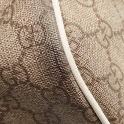 Pre Owned Gucci White/Beige GG Supreme Canvas Medium Italian GG Flap Boston Bag