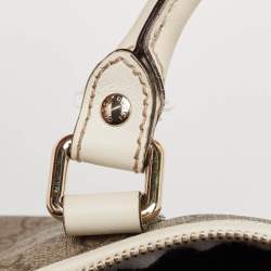 Pre Owned Gucci White/Beige GG Supreme Canvas Medium Italian GG Flap Boston Bag