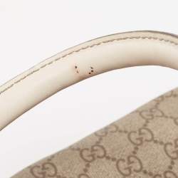 Pre Owned Gucci White/Beige GG Supreme Canvas Medium Italian GG Flap Boston Bag