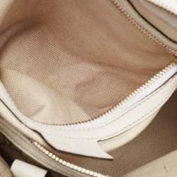 Pre Owned Gucci White/Beige GG Supreme Canvas Medium Italian GG Flap Boston Bag