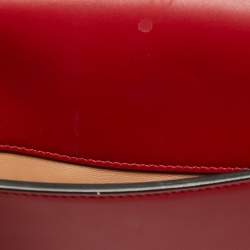 Pre Owned Gucci Red Leather and Snakeskin Lilith Top Handle Bag