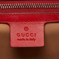 Pre Owned Gucci Red Leather and Snakeskin Lilith Top Handle Bag