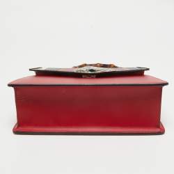 Pre Owned Gucci Red Leather and Snakeskin Lilith Top Handle Bag