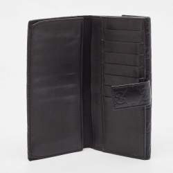 Gucci Black Guccissima Leather Metal Bar Continental Wallet