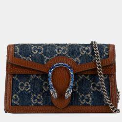 Gucci Blue/Brown Super Mini GG Denim Dionysus Crossbody Bag