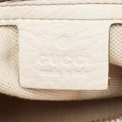 Gucci Off White Canvas and Leather Medium Web Boston Bag