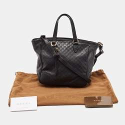Pre Owned Gucci Black Guccissima Leather Small Bree Tote