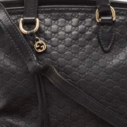 Pre Owned Gucci Black Guccissima Leather Small Bree Tote