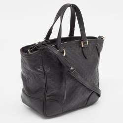 Pre Owned Gucci Black Guccissima Leather Small Bree Tote