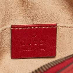 Pre Owned Gucci Red Matelassé Leather Mini GG Marmont Belt Bag