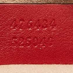 Pre Owned Gucci Red Matelassé Leather Mini GG Marmont Belt Bag