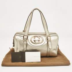 Gucci Gold Leather Britt Boston Bag