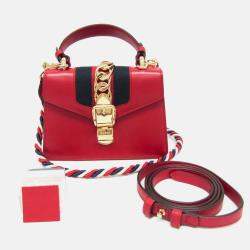 Gucci Red Leather Mini Sylvie Shoulder Bag