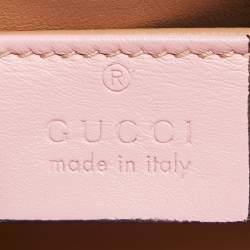 Pre Owned Gucci Pink Leather Mini Pearl Queen Margaret Broadway Shoulder Bag