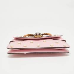 Pre Owned Gucci Pink Leather Mini Pearl Queen Margaret Broadway Shoulder Bag