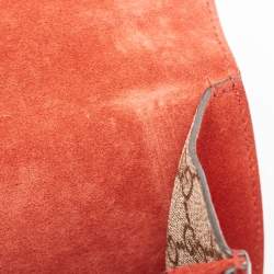 Pre Owned Gucci Red/Beige GG Supreme Canvas and Suede Small Dionysus Shoulder Bag