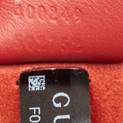 Pre Owned Gucci Red/Beige GG Supreme Canvas and Suede Small Dionysus Shoulder Bag