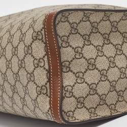 Pre Owned Gucci Brown/Beige GG Supreme Canvas Medium Padlock Shoulder Bag