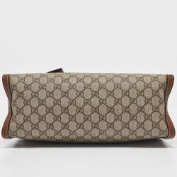 Pre Owned Gucci Brown/Beige GG Supreme Canvas Medium Padlock Shoulder Bag