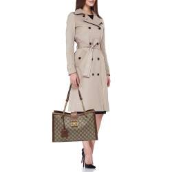 Pre Owned Gucci Brown/Beige GG Supreme Canvas Medium Padlock Shoulder Bag