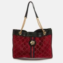 Gucci Red Black Jumbo GG Velvet Large Rajah Tote Gucci TLC