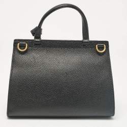 Gucci Black Leather Mini GG Marmont Top Handle Bag