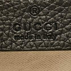 Gucci Black Leather Mini GG Marmont Top Handle Bag