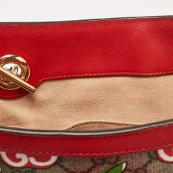 Gucci Red/Beige GG Supreme Canvas Apple Print Small Padlock Shoulder Bag