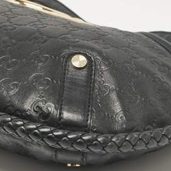 مملوكة مسبقًا Gucci Black Guccissima Leather Britt Shoulder Bag