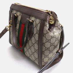 Gucci Brown Beige/Ebony Ophidia GG Small Tote Bag