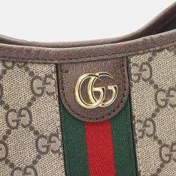 Gucci Beige Brown Multicolor Coated Canvas Leather Ophidia GG Supreme Small Shoulder Bag