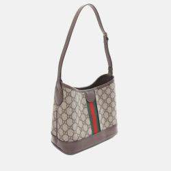 Gucci Beige Brown Multicolor Coated Canvas Leather Ophidia GG Supreme Small Shoulder Bag