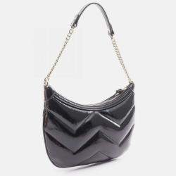 Gucci Black Patent Leather GG Marmont Small Shoulder Bag