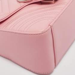 Gucci Pink Matelassé Leather Mini GG Marmont Top Handle Bag